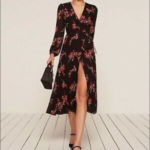Reformation floral wrap dress